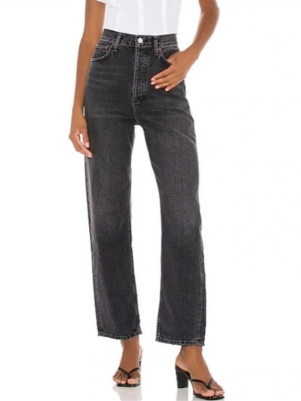 AGOLDE 90's Mid Rise Loose Jeans in Photogram Black Size 28